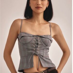 Anthropologie Gray Plaid Camisole